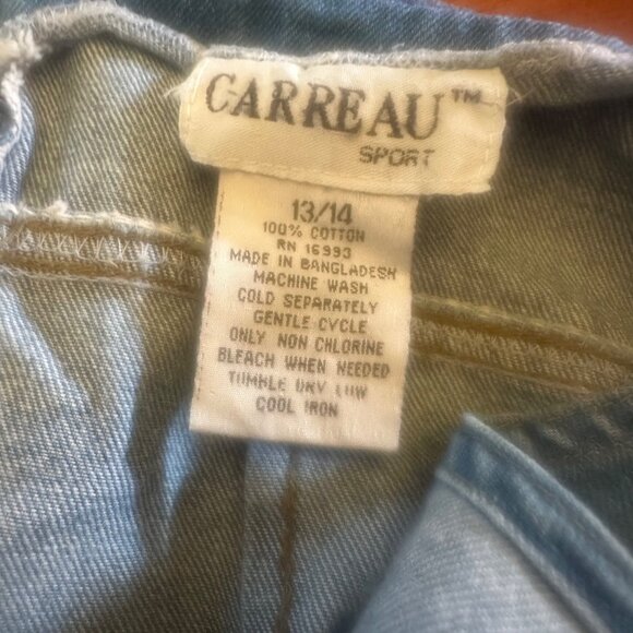 Carreau Sport Vintage 90s Denim Overall Dress Blue Size 13/14 With Pockets - Picture 5 of 7